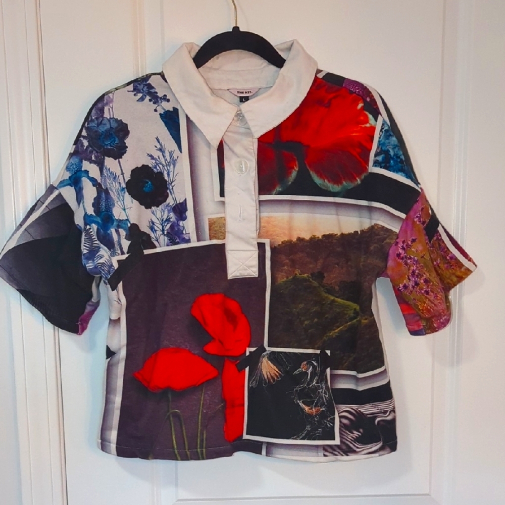 Rugby Jersey With Floral Collage-Style Print